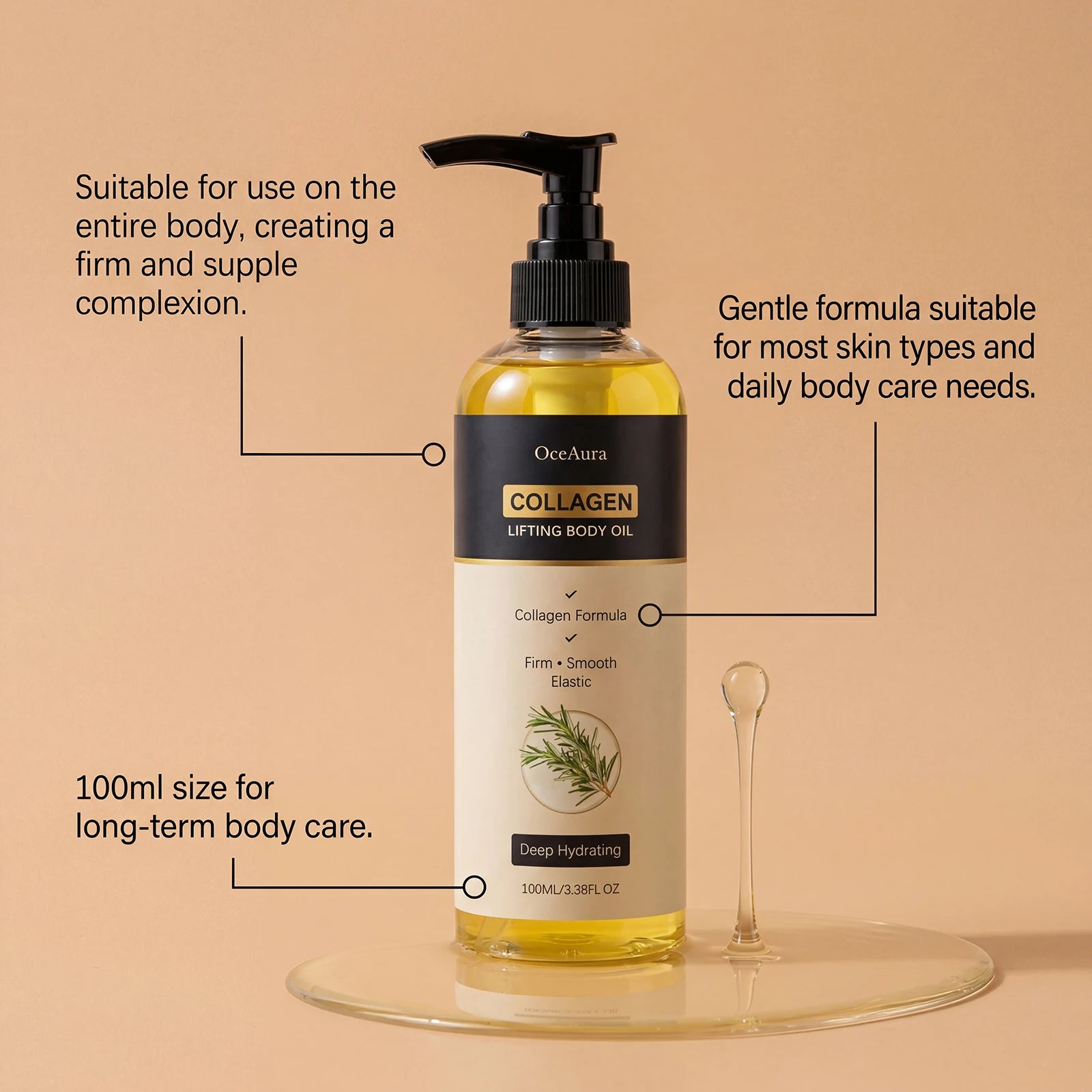 Collagen Lifting Body Oil for Skin Firming and Hydration - 6