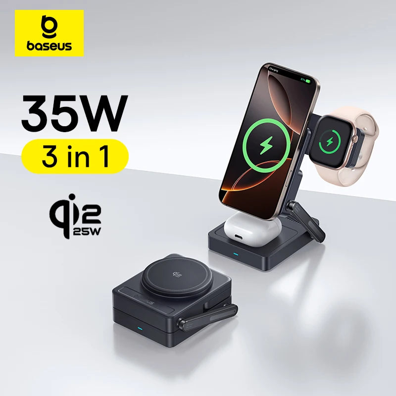 3-in-1 Foldable Magnetic Wireless Charging Station for Apple Devices