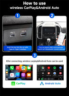 2 in 1 Wireless CarPlay and Android Auto Adapter Bluetooth 5.3 WiFi