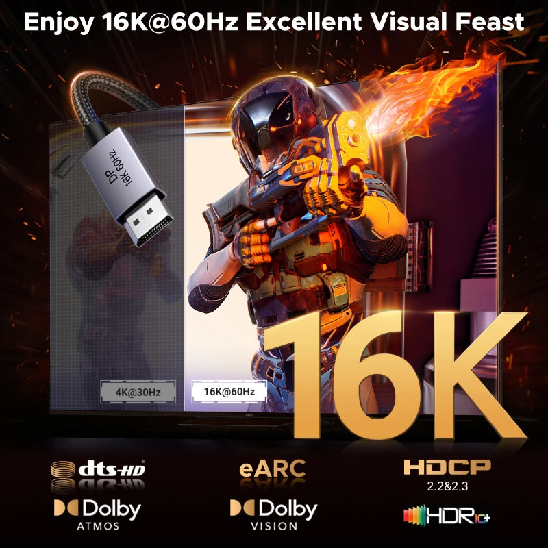 16K DisplayPort 2.1 Cable for Gaming and High-Resolution Monitors - 3