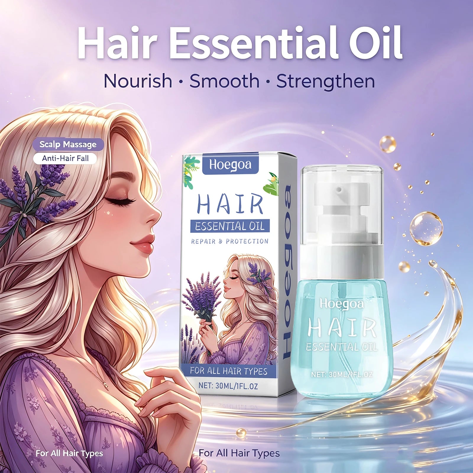 Lavender Essential Oil for Hair Repair and Frizz Control - 5