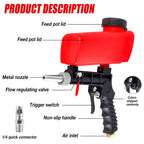 Portable 90PSI Pneumatic Gravity Feed Sandblasting Gun