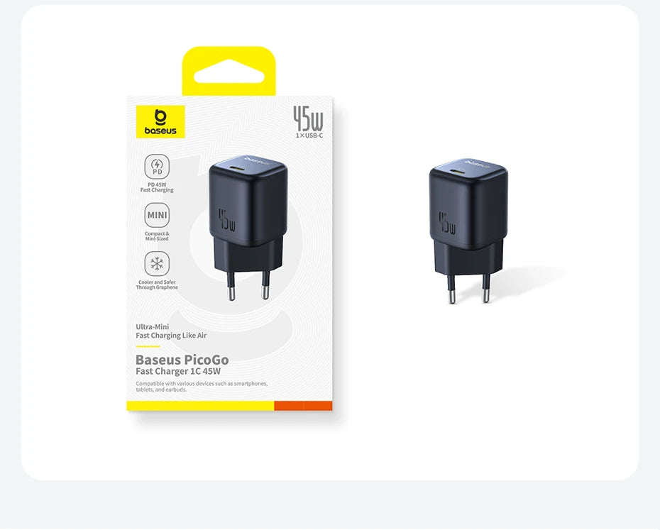 45W GaN Fast USB-C Wall Charger for Smartphones and Tablets - 18