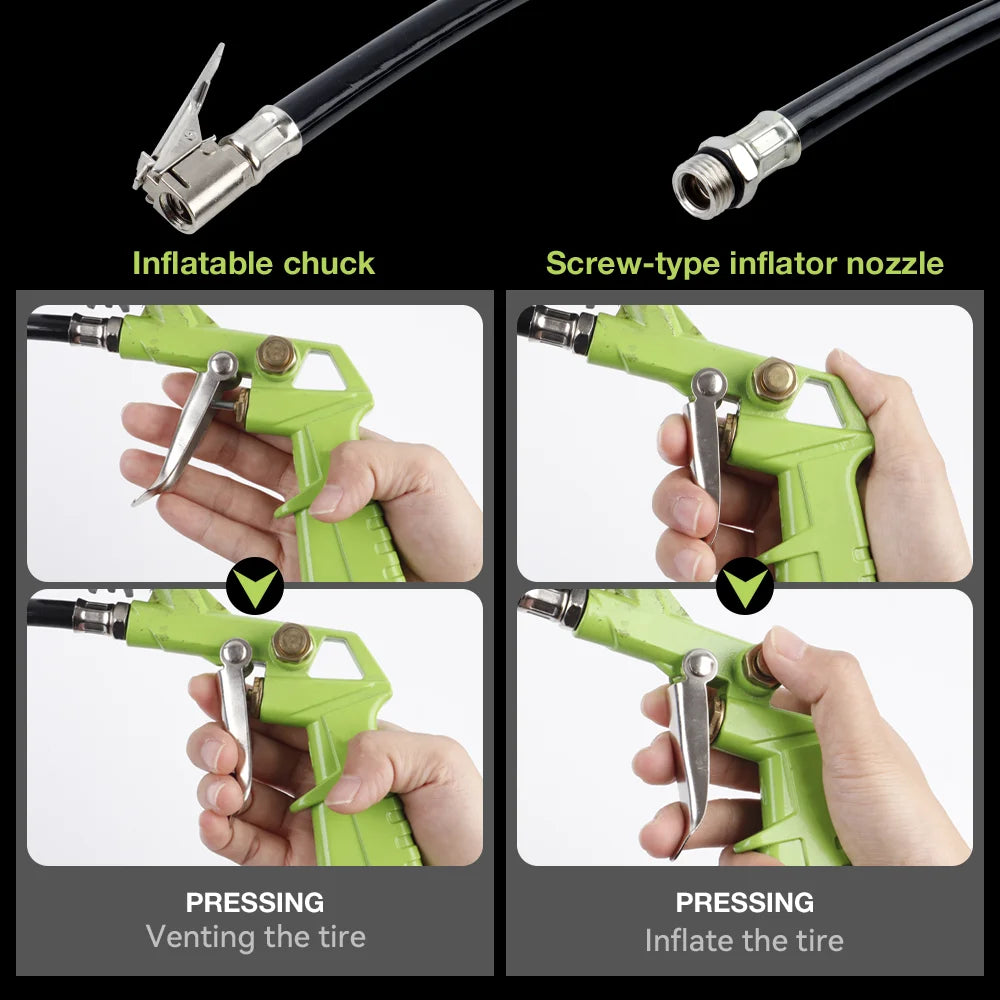 3-in-1 Tire Inflator Gauge with Pressure Meter for Vehicles