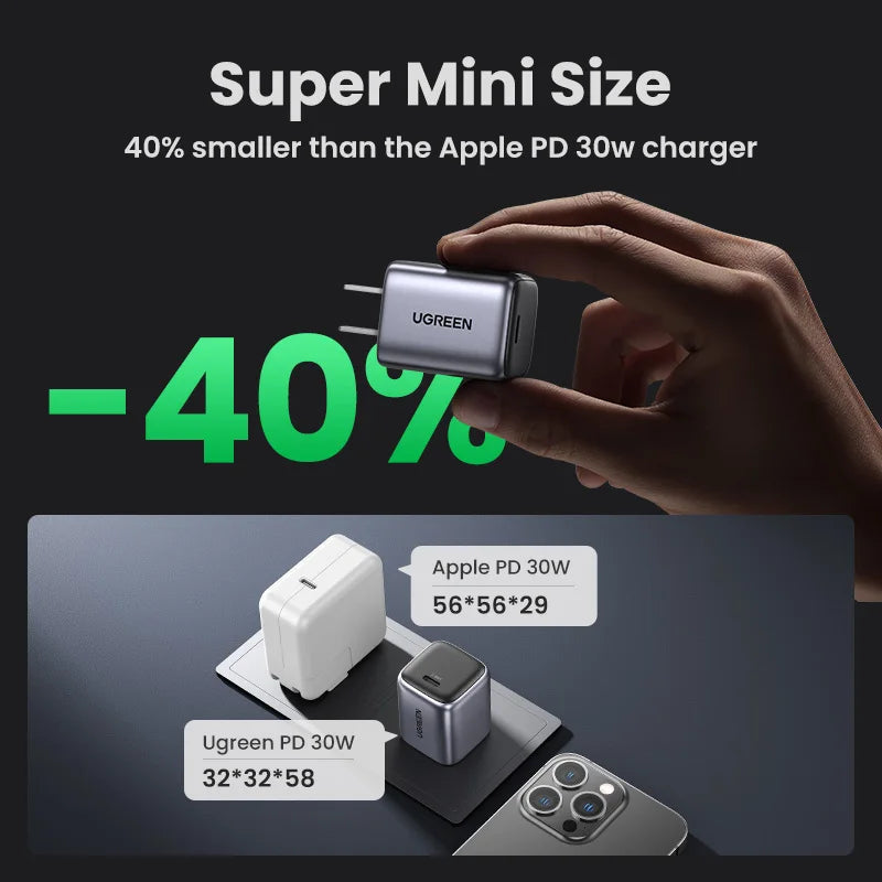 30W GaN USB-C Fast Charger with 100W Charging Cable