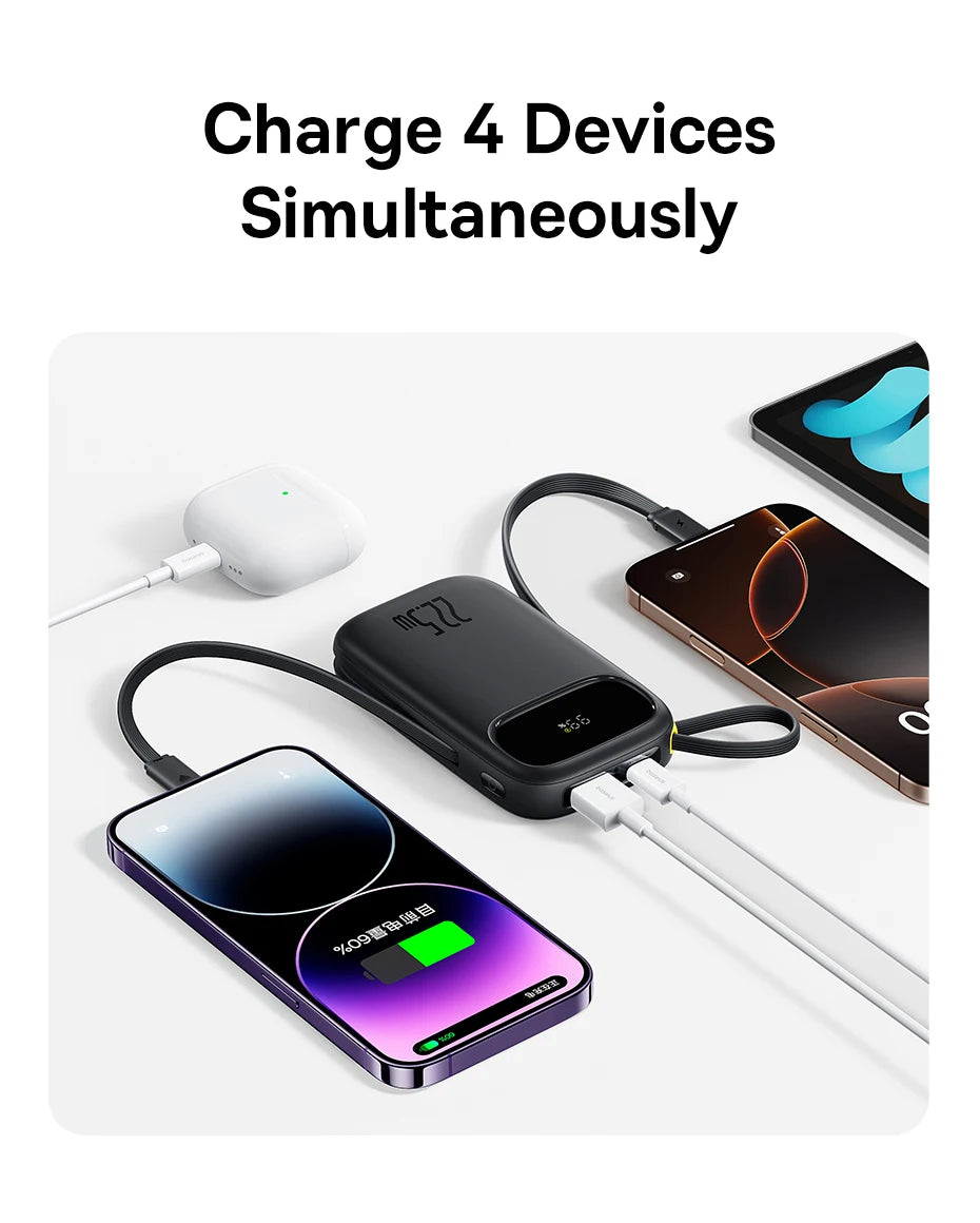 22.5W Fast Charging Power Bank with Built-in Cables - 13