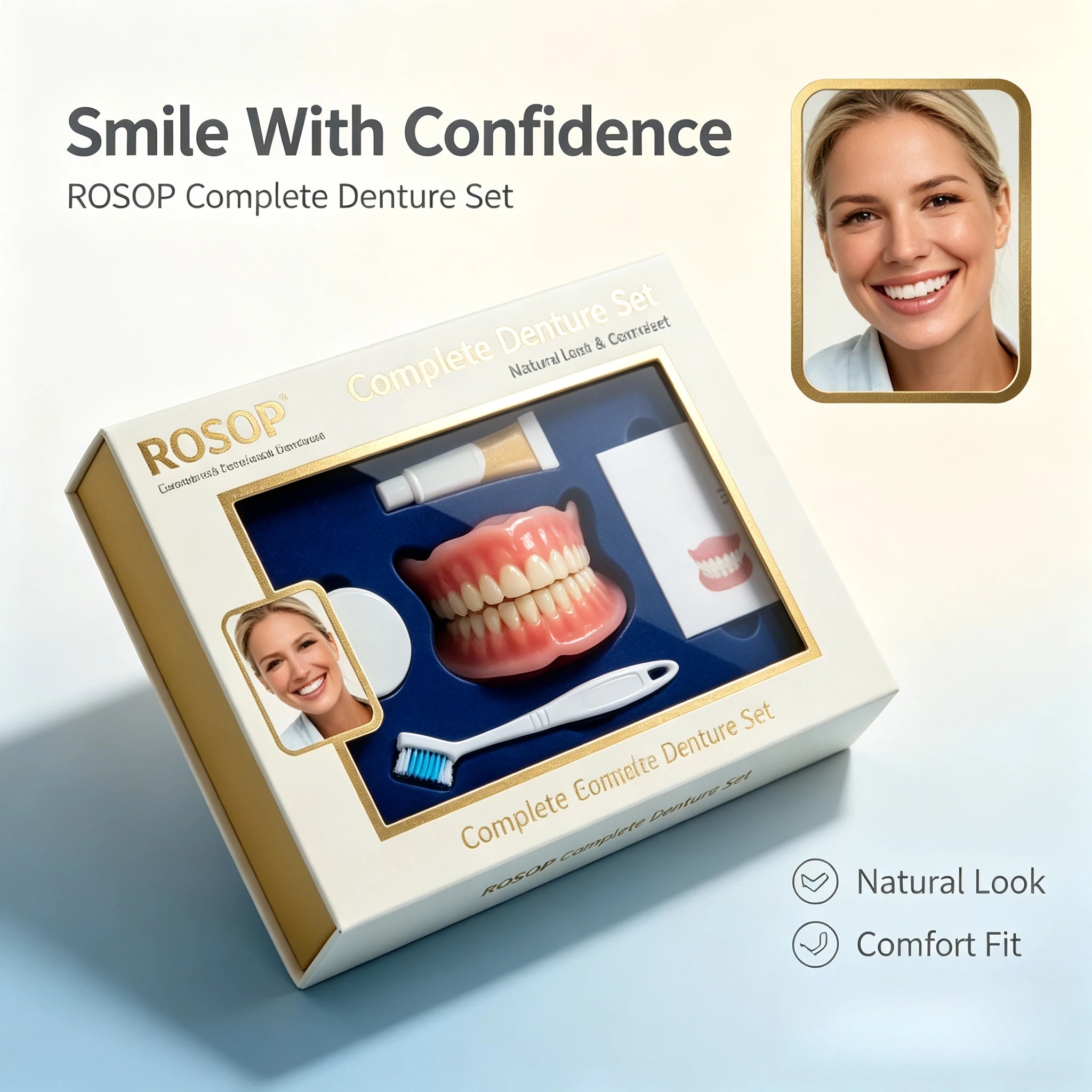 Cosmetic Silicone Denture Set for Natural Smile Makeover - 12
