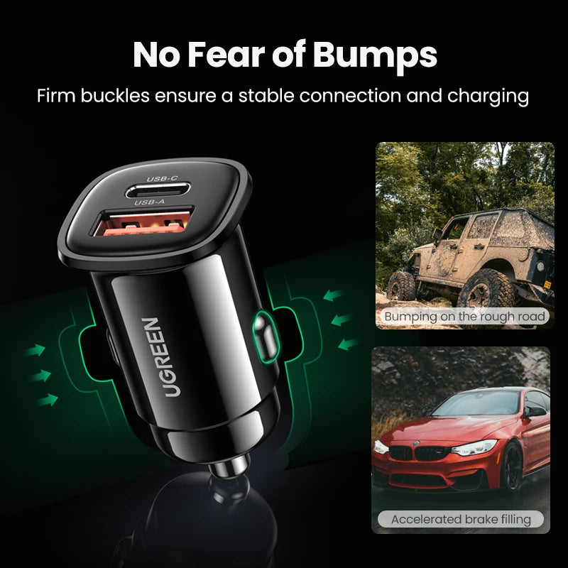 48W Dual Port Fast Car Charger with USB-C and USB-A