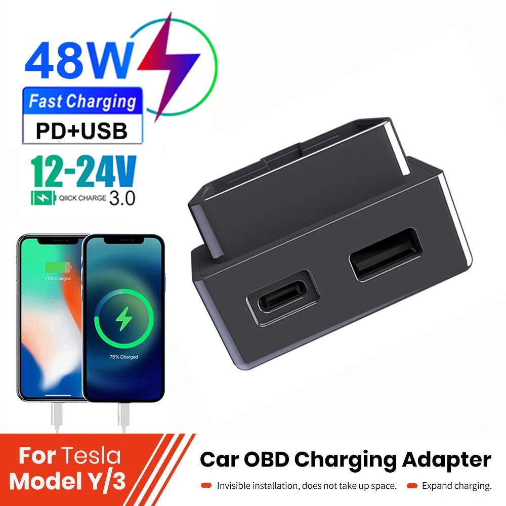 48W OBD Port Fast Charger for Tesla Model 3 Y X S