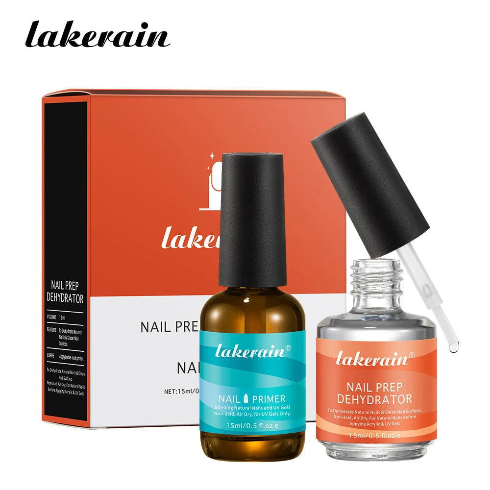 Nail Prep Dehydrator and Primer Set for Long-Lasting Manicures