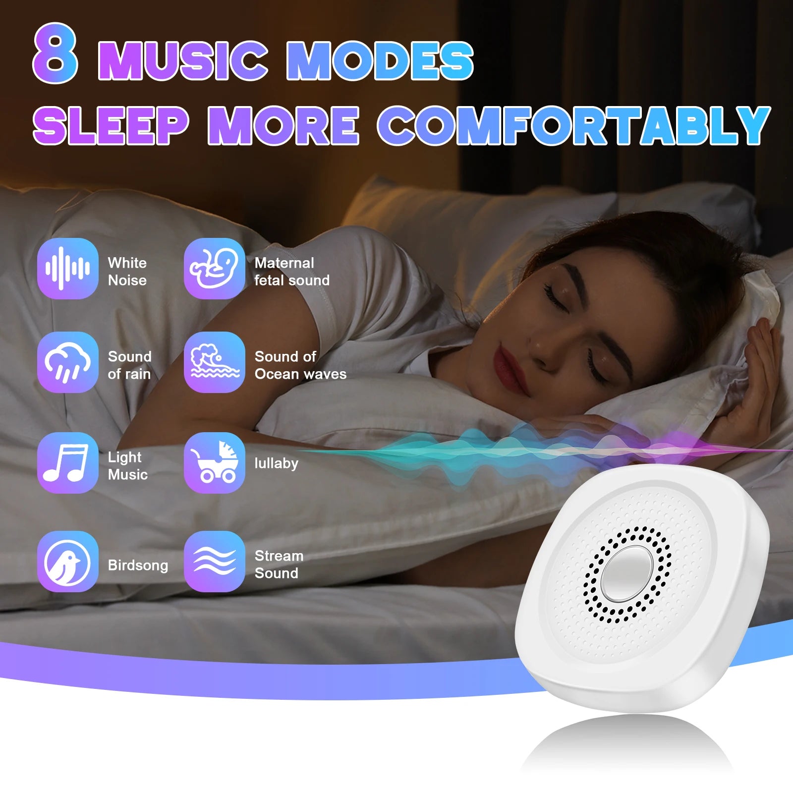 Portable White Noise Sound Machine for Baby and Adult Sleep - 9