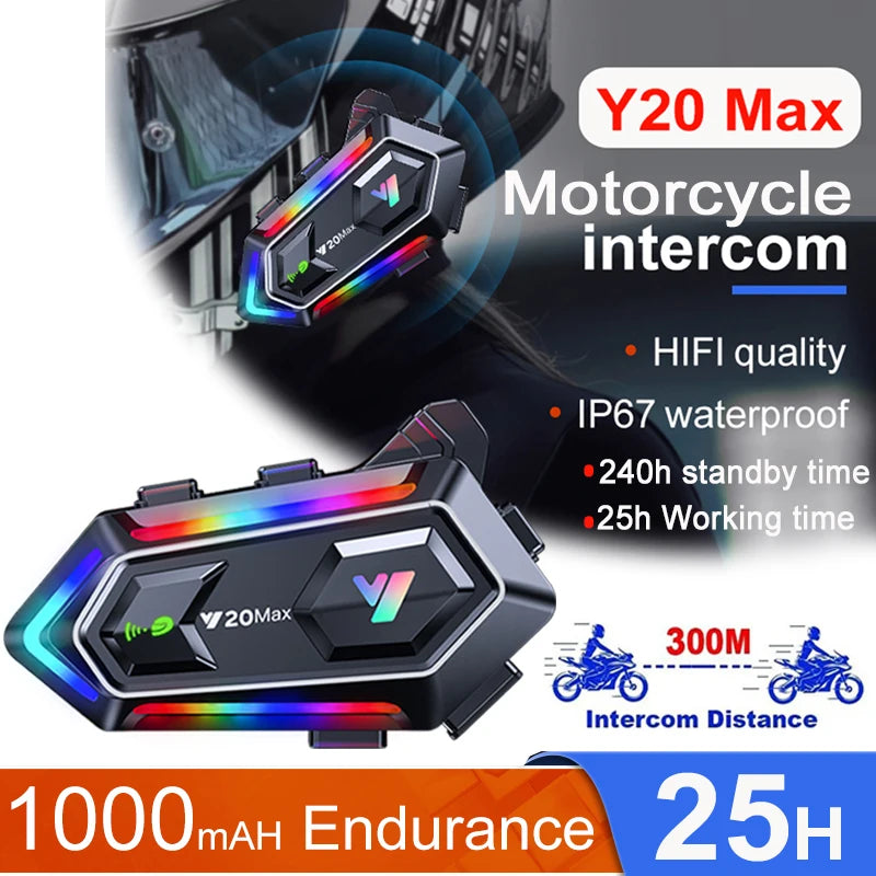 Bluetooth 5.3 Motorcycle Helmet Intercom Headset