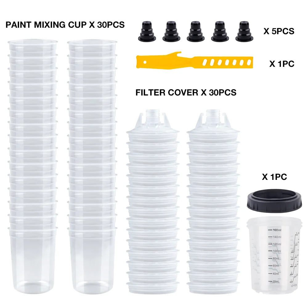 160ml Disposable Paint Mixing Cup System for Spray Guns - 12