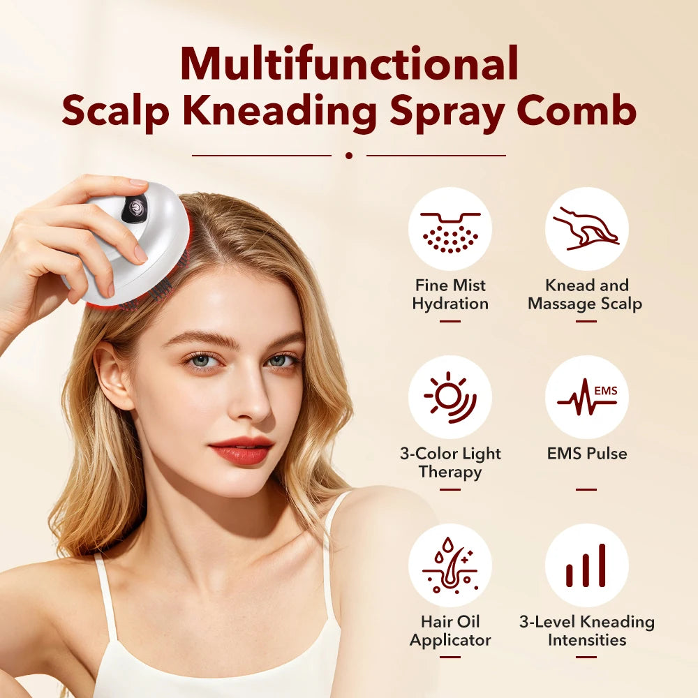 Electric Scalp Massager with Light Therapy and Oil Applicator