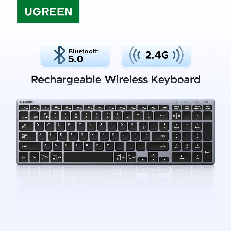 Dual-Mode Bluetooth 5.0 Wireless Keyboard for Laptop and Desktop - 1