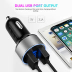 3.1A Dual USB Car Charger with LED Digital Voltage Display 12V 24V