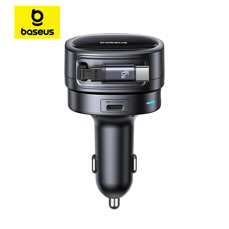 60W Retractable Fast Car Charger with 3 Ports