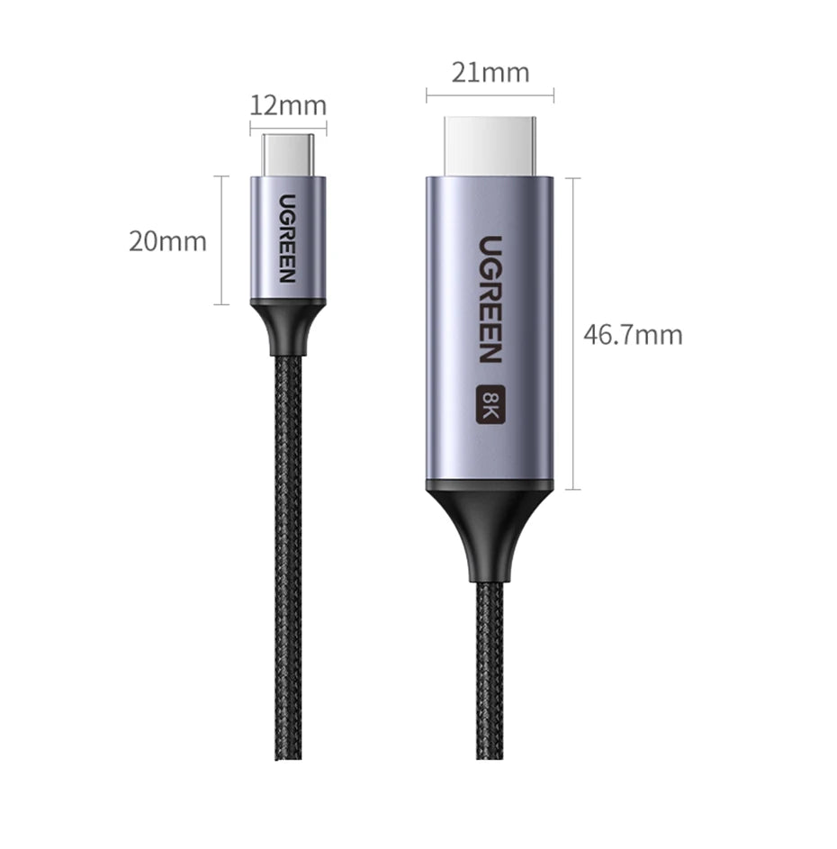 8K USB-C to HDMI Adapter Cable 60Hz High-Speed Video Lead - 26