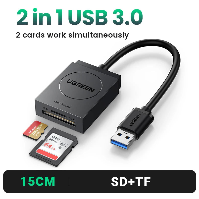 2-in-1 USB 3.0 SD and Micro SD Memory Card Reader Adapter - 25