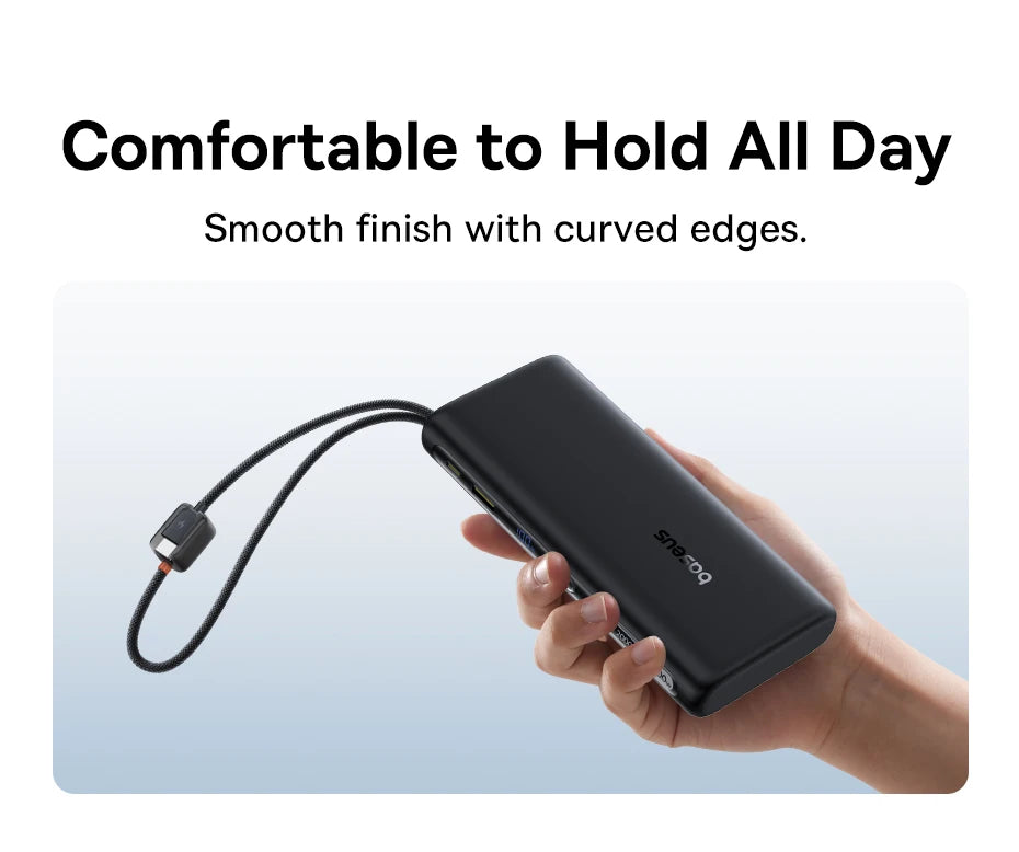 100W 20000mAh Fast Charging Power Bank with Built-In USB-C Cables