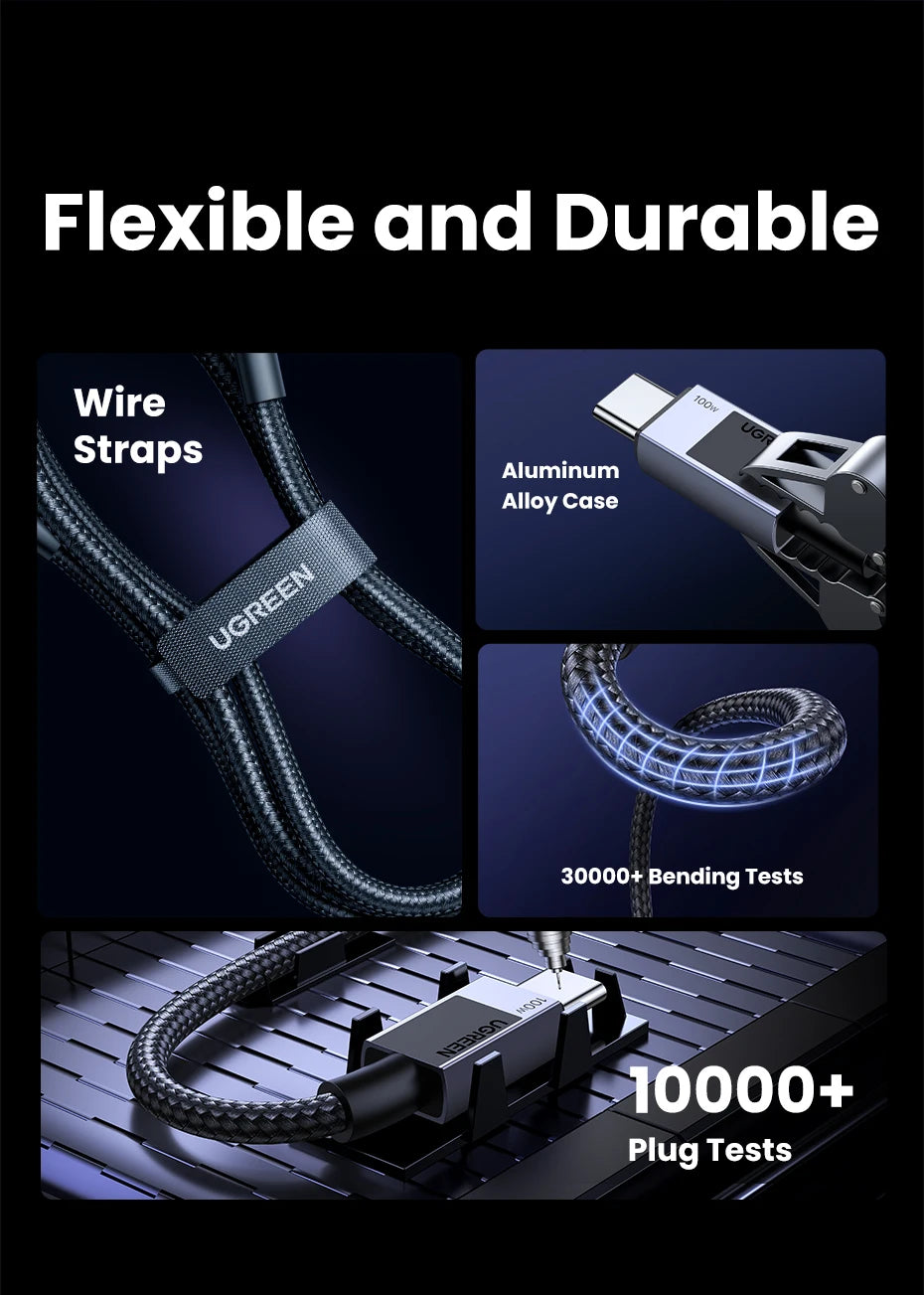 100W USB-C to USB-C Fast Charging Cable for Laptops and Smartphones - 14