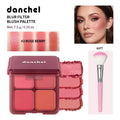 4-Color Matte Blush Palette with Makeup Brush