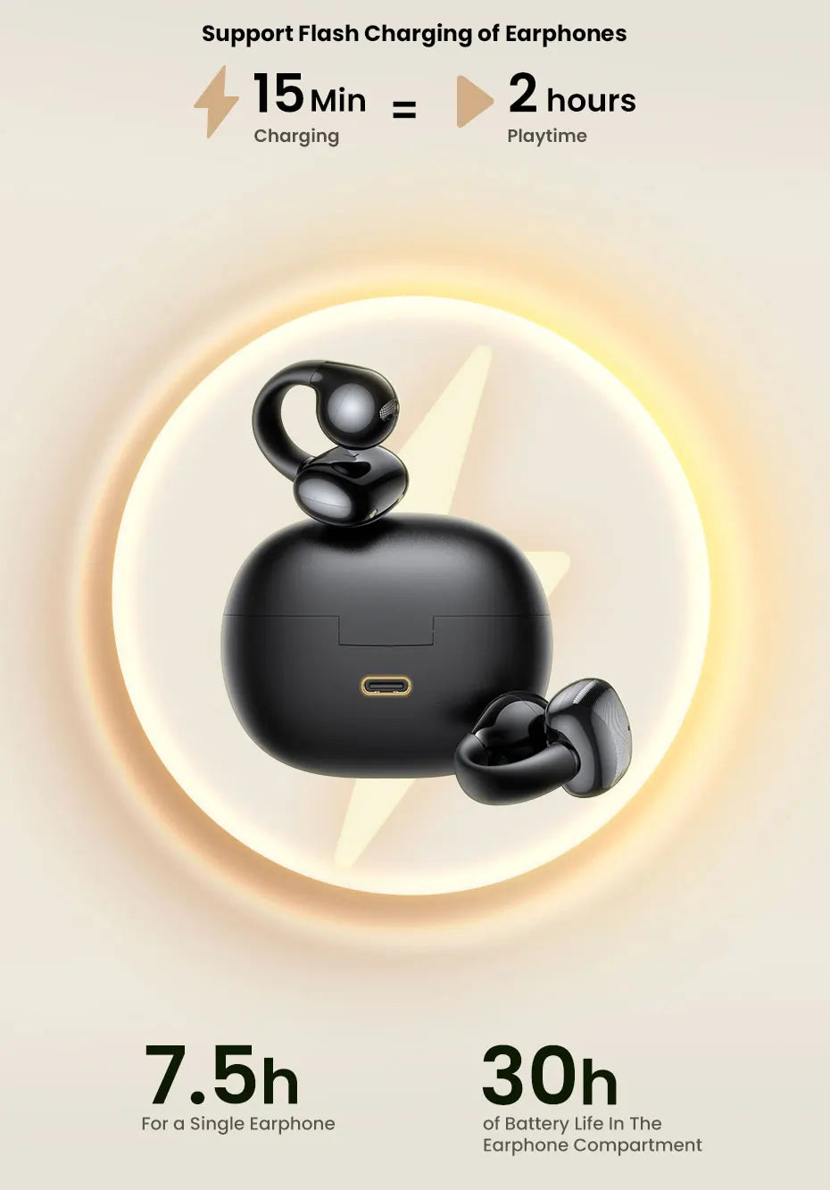 Open-Ear Bluetooth 5.4 Wireless Clip Earbuds - 22
