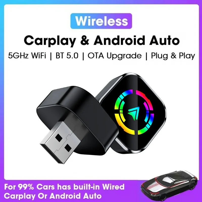 2 In 1 Wireless CarPlay and Android Auto Adapter Bluetooth 5.0 Dongle