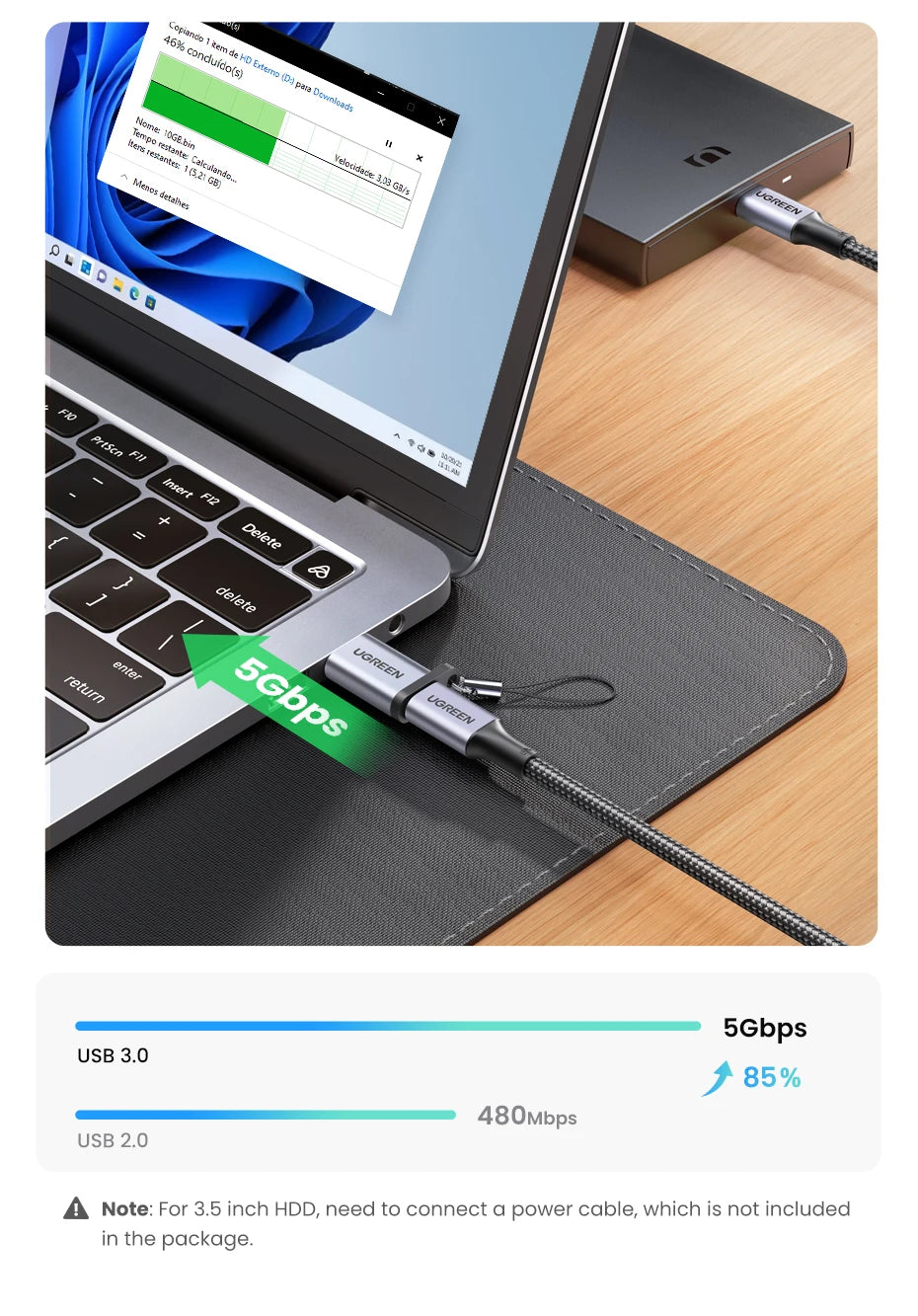 USB 3.0 to USB-C Female Adapter Converter - 12