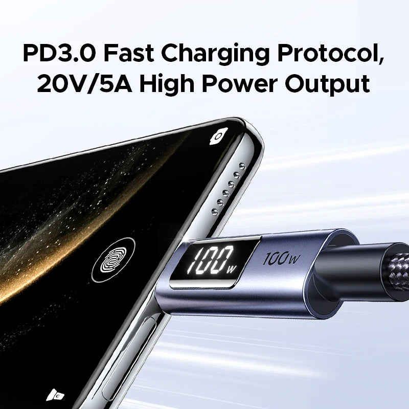 100W USB-C Fast Charging Cable with Digital Power Display