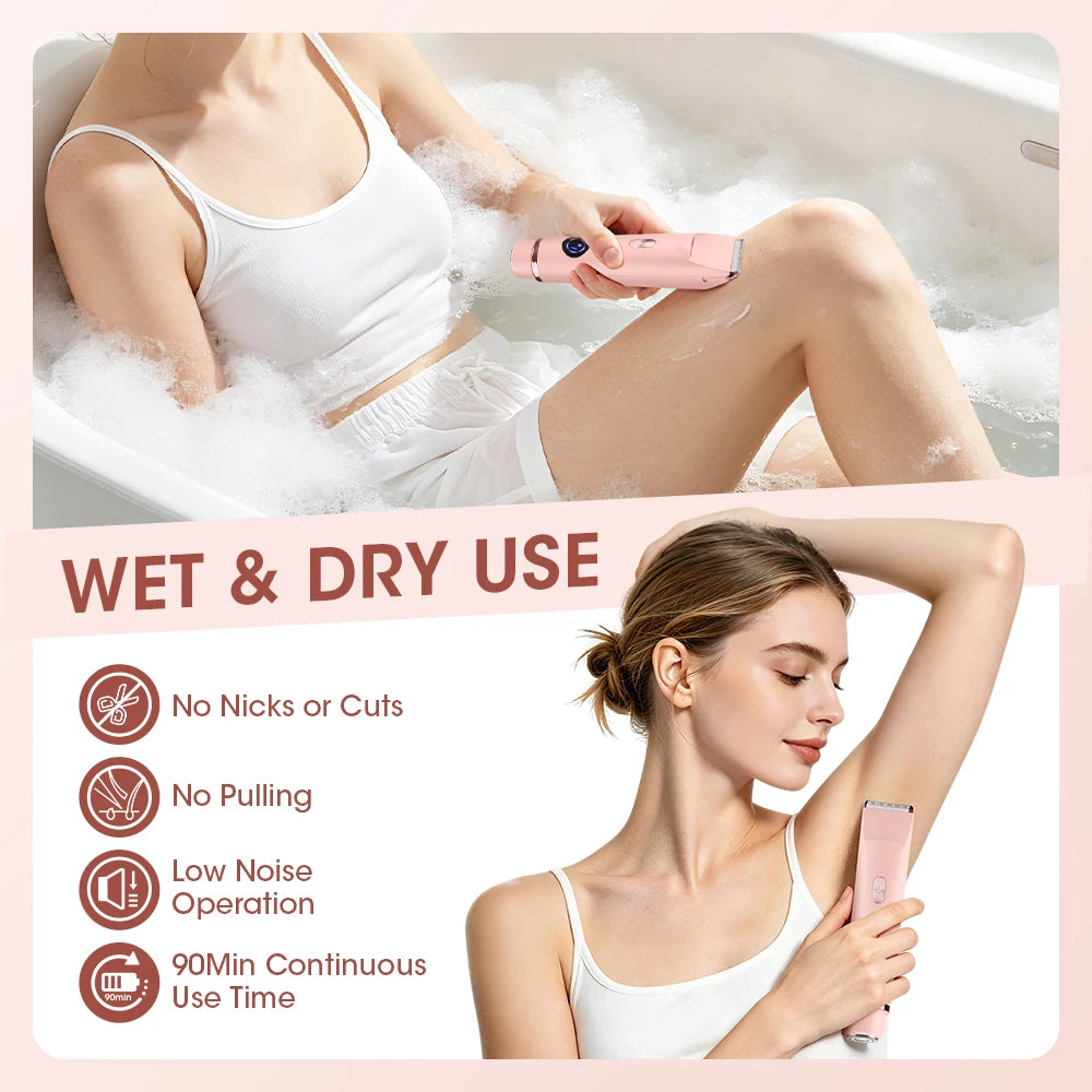 Waterproof Electric Shaver and Hair Trimmer for Women