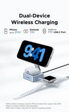 Qi2 2-in-1 Magnetic Wireless Charging Stand for Phones and Earbuds