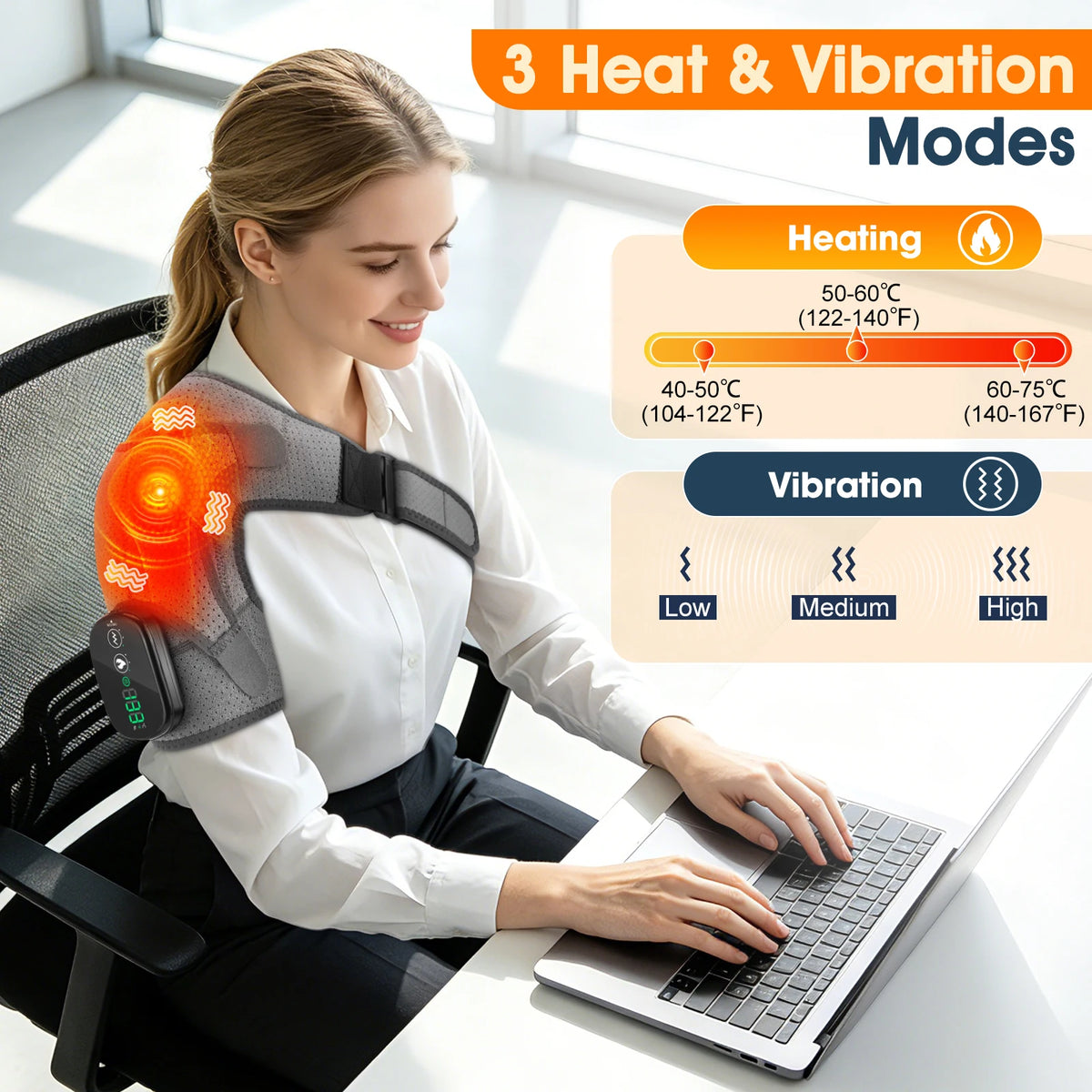 Cordless Heated Shoulder Massage Wrap with Vibration