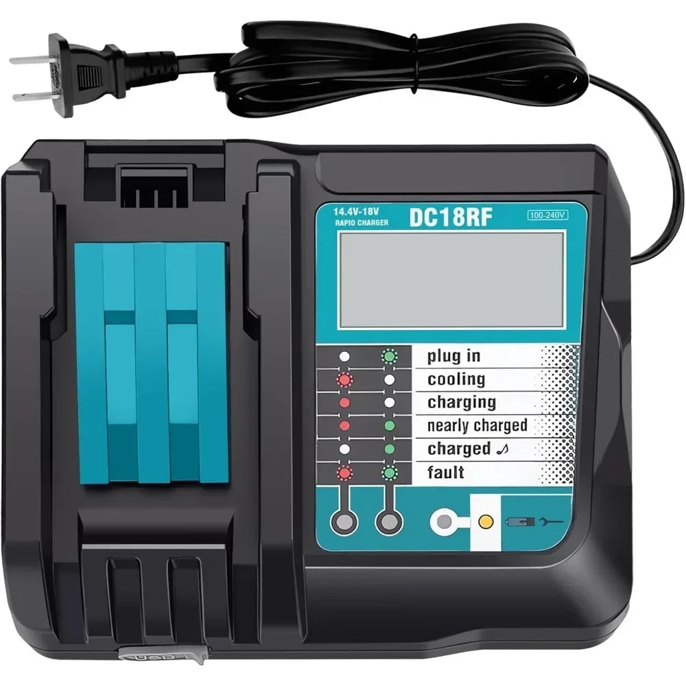 Fast 14.4V-18V Lithium Battery Charger with LED Display and USB Port