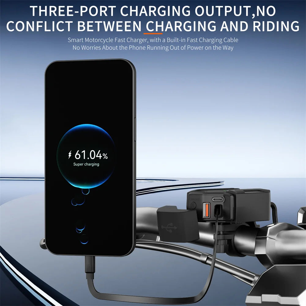 Motorcycle 100W Bidirectional USB Charger with Voltmeter and Switch