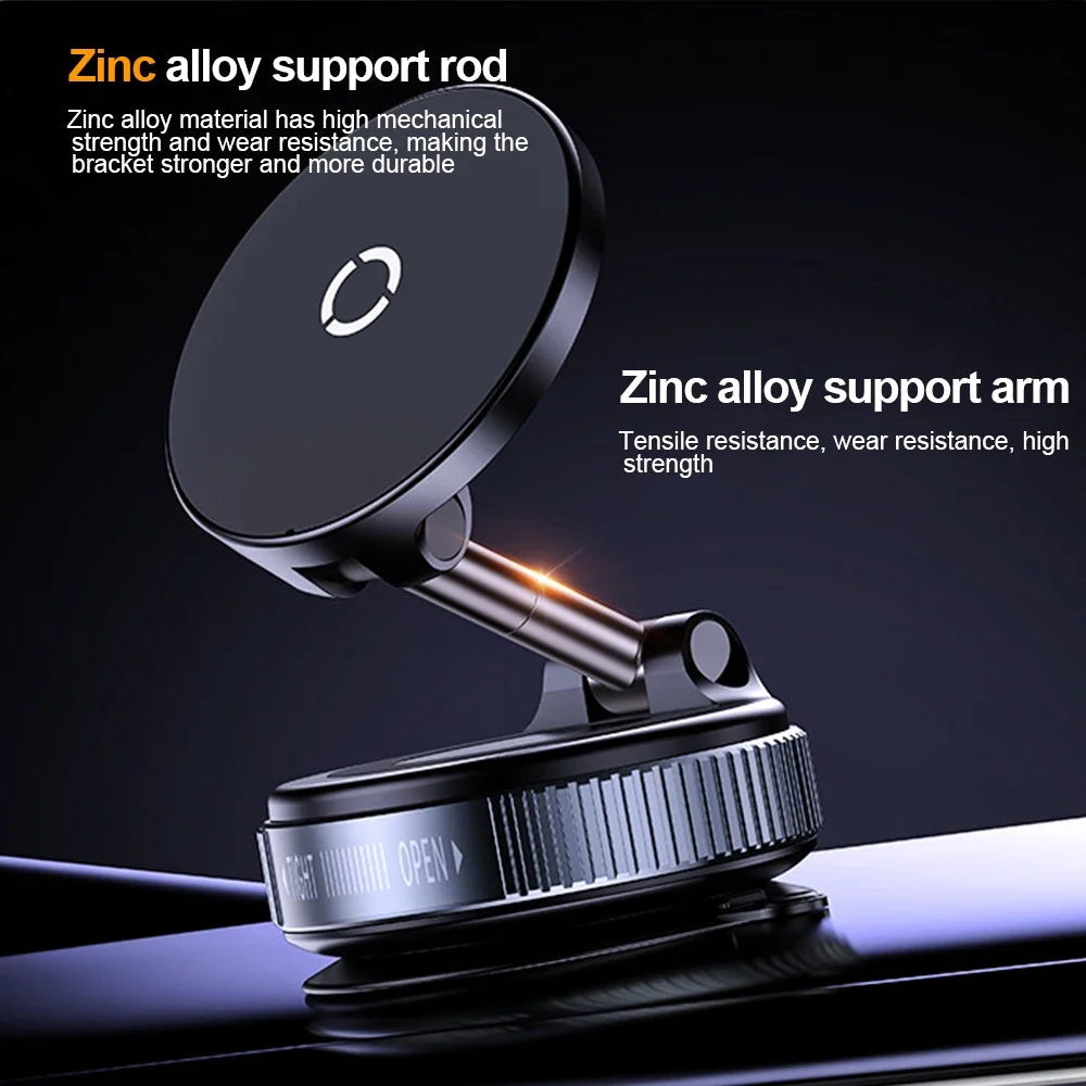 15W Magnetic Wireless Charging Phone Holder with Vacuum Suction Mount