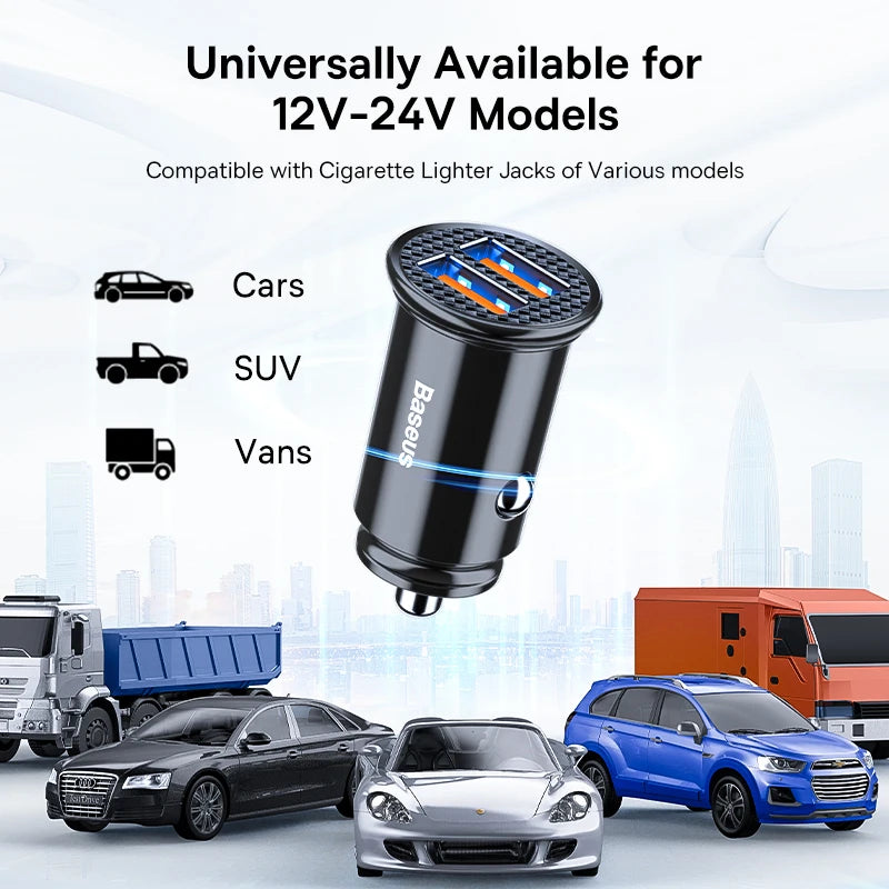 30W Dual Port Fast Car Charger USB and Type-C