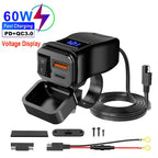 Motorcycle 100W Bidirectional USB Charger with Voltmeter and Switch