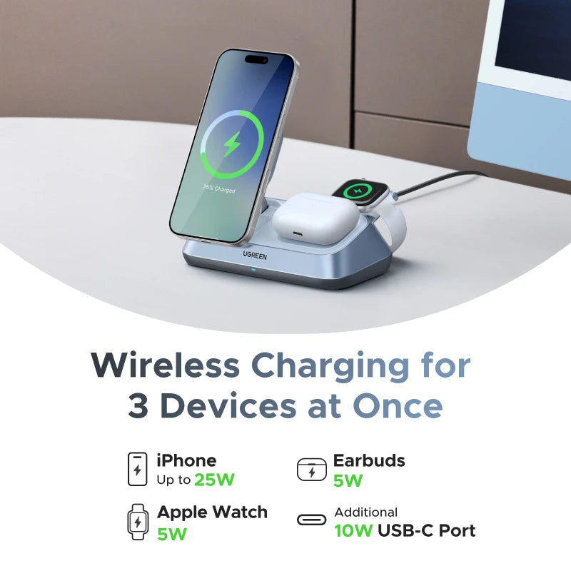 3-in-1 Magnetic Wireless Charging Station for Apple Devices