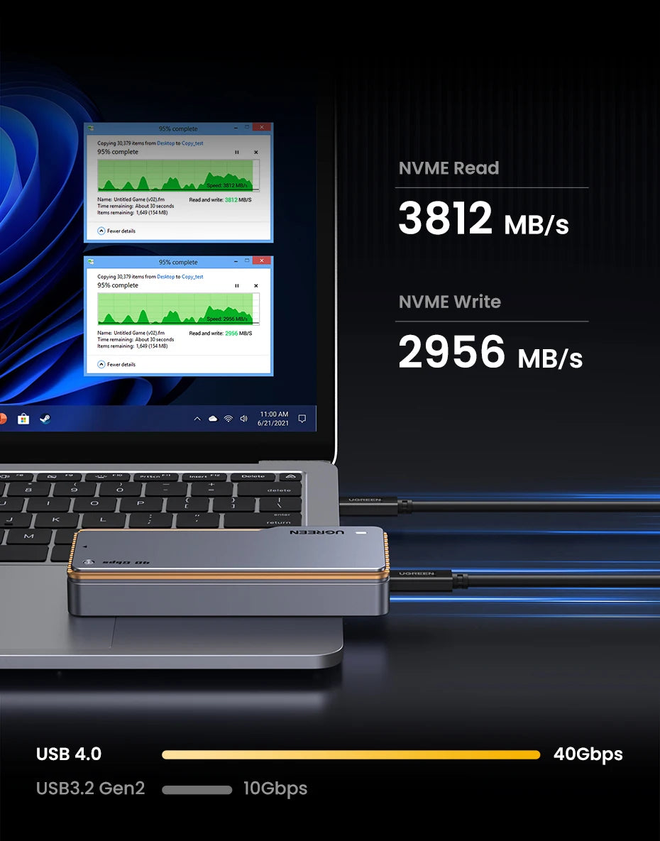 40Gbps USB4 NVMe M.2 SSD Enclosure with Cooling System