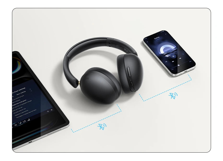 Wireless Bluetooth 5.4 Over-Ear Headphones with 80H Playtime