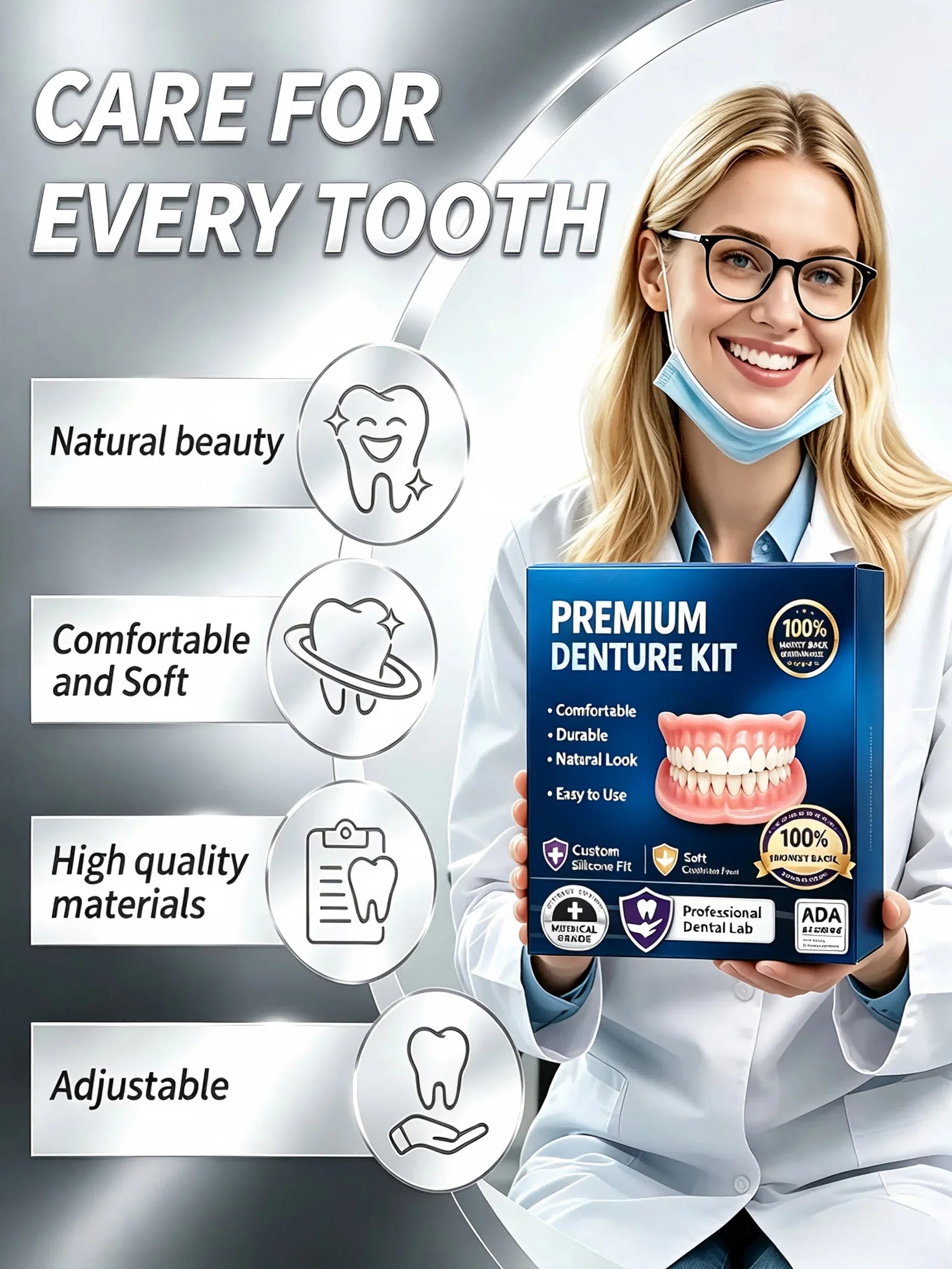 Temporary Silicone Cosmetic Denture Kit for Natural Smile - 5