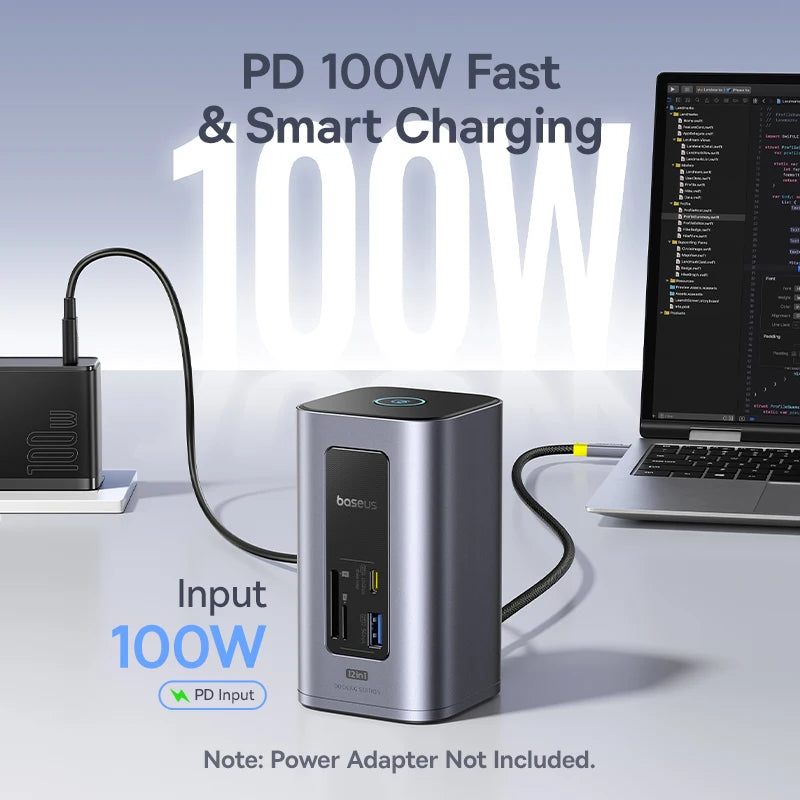 12-in-1 USB-C Docking Station with Dual 4K HDMI and 100W Power Delivery