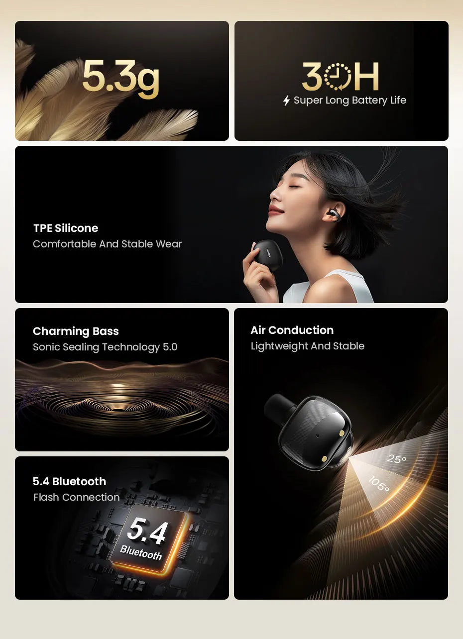 Open-Ear Bluetooth Clip-On Wireless Sports Earbuds