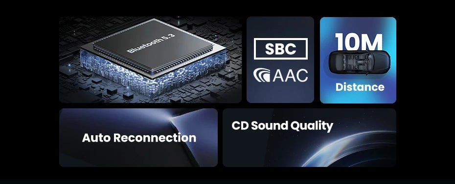 Bluetooth 5.3 Car Audio Receiver Adapter with 3.5mm AUX Jack