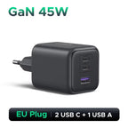 45W GaN Fast Wall Charger with 3 Ports for Smartphones and Tablets