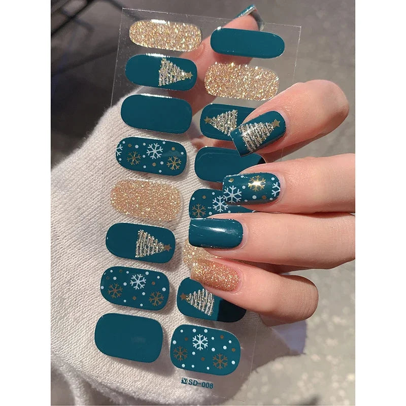Christmas Semi-Cured Gel Nail Wrap Stickers