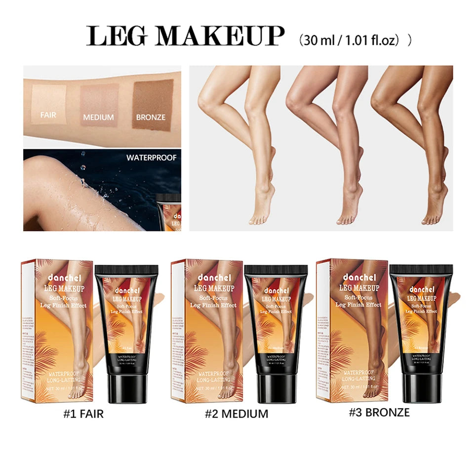 Waterproof Leg and Body Foundation with Application Glove