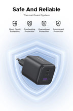 45W GaN Fast Wall Charger with 3 Ports for Smartphones and Tablets