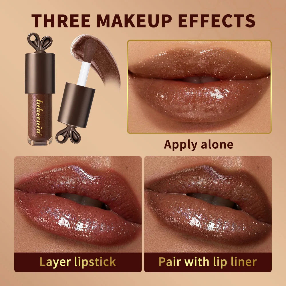 Moisturizing Chocolate Shimmer Lip Gloss for Hydrated Plump Lips